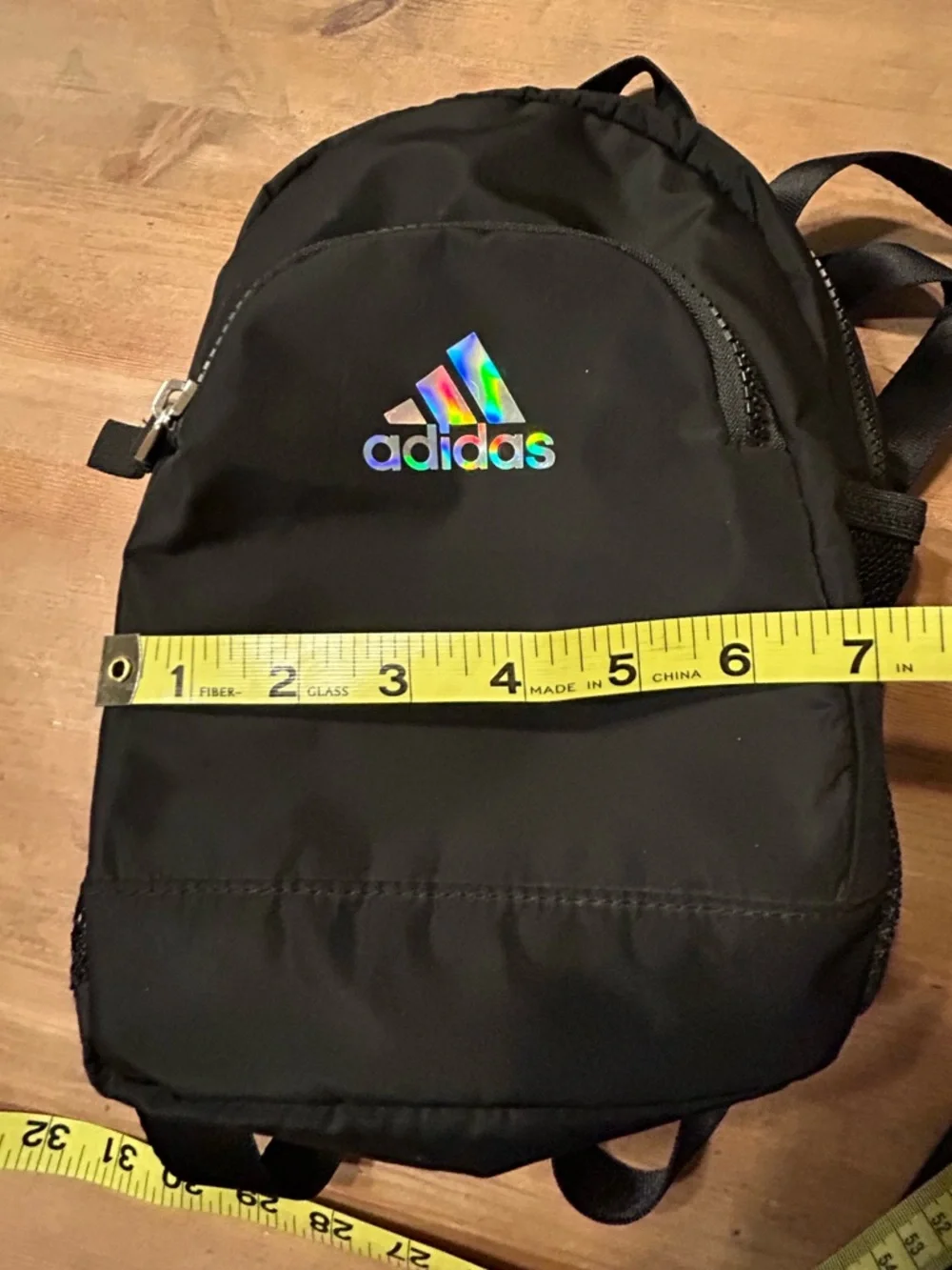 adidas Black Mini Backpack with Iridescent Logo - Picture 4 of 10